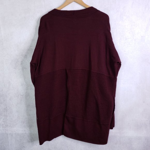 Lululemon Women's Sz 12 100% Merino Wool Open Front Cardigan Wrap Wine Maroon - Picture 2 of 8